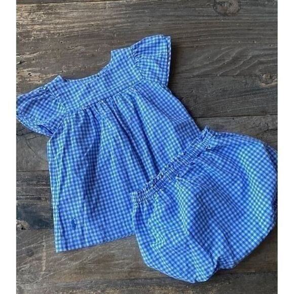 Ralph Lauren Other - Ralph lauren baby girl blue plaid set 9 months